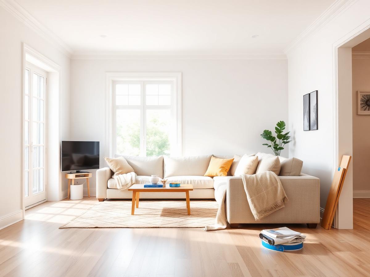 Freshly painted bright interior living room with crisp white trim